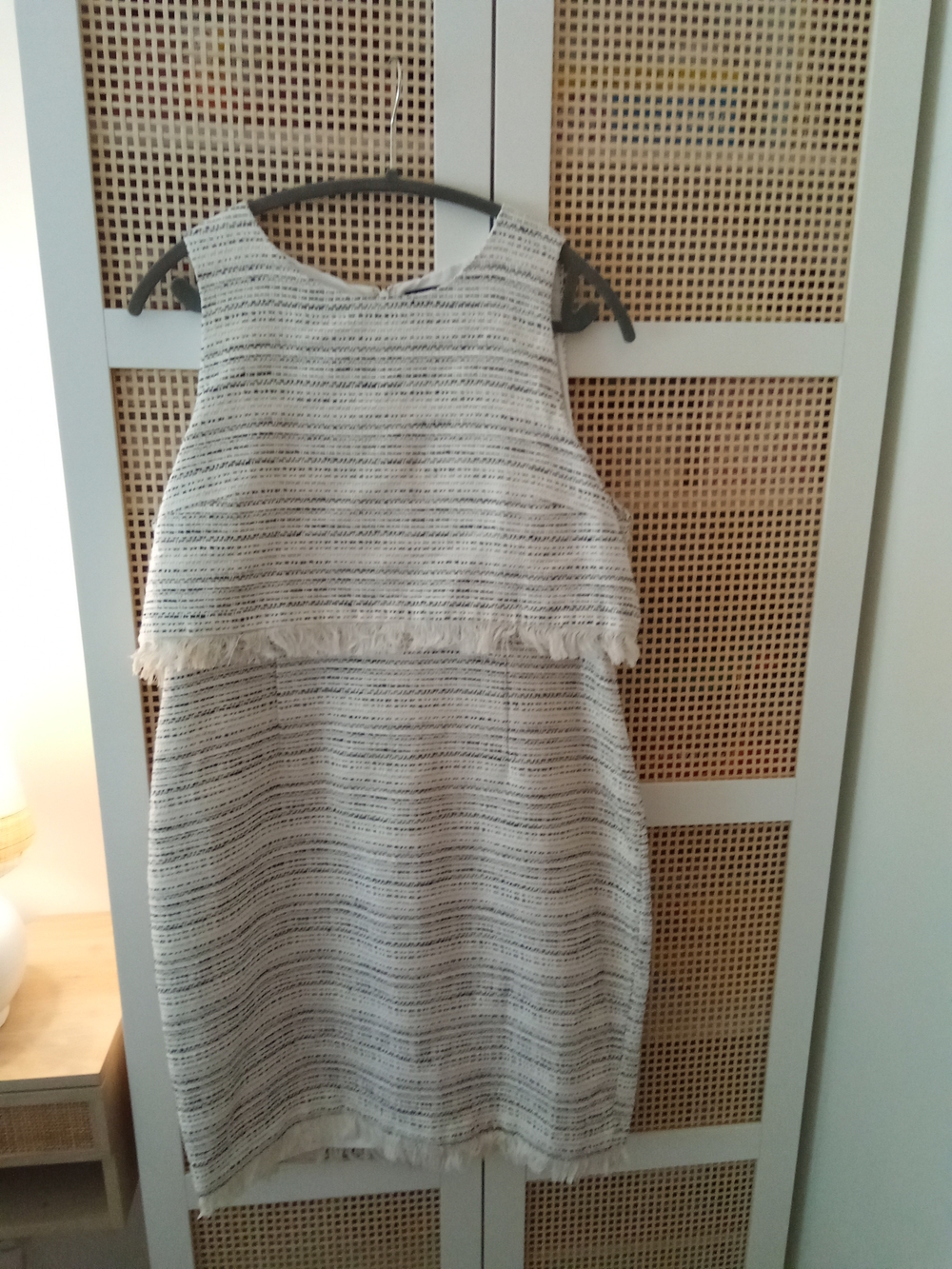 Karl Lagerfeld White Textured Fringe Shift Dress